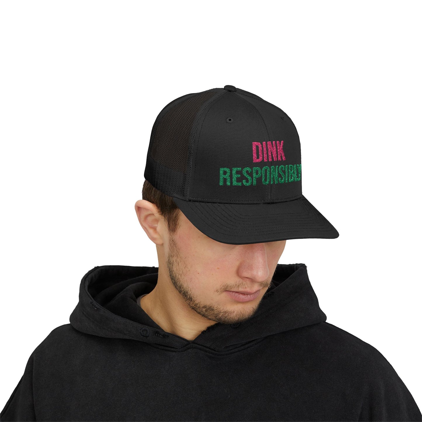 The Pink Pickle – Dink Responsibly Trucker Hat (Embroidered)