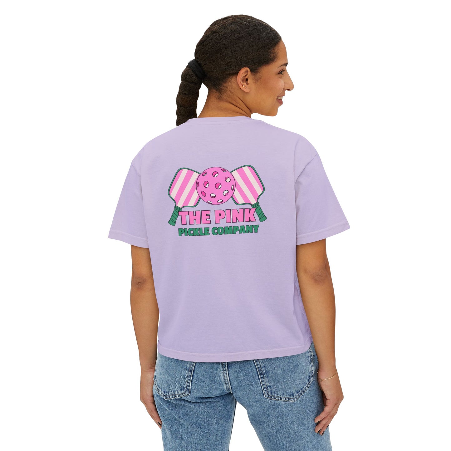 The Pink Pickle – Jesus, Coffee & Pickleball (Boxy Tee)
