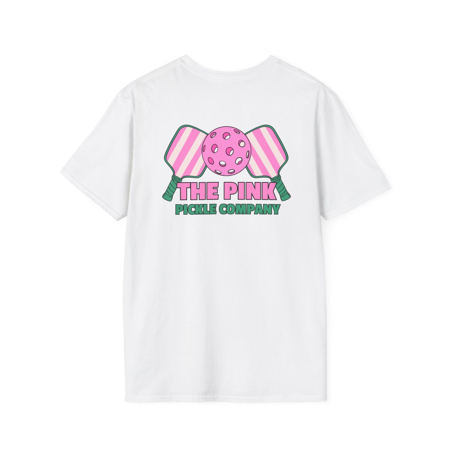 The Pink Pickle – Peace Love Pickleball Unisex Softstyle T-Shirt (White)