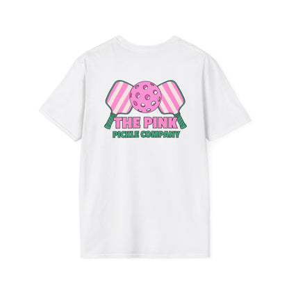 The Pink Pickle – Peace Love Pickleball Unisex Softstyle T-Shirt (White)