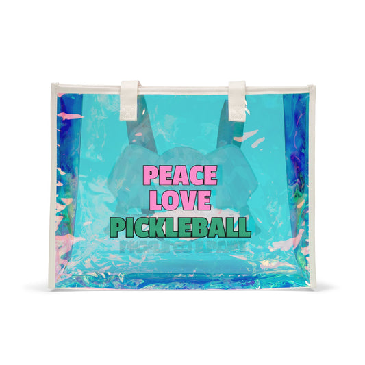 The Pink Pickle - Peace.Love. Pickleball - Holographic Pickleball Tote Bag