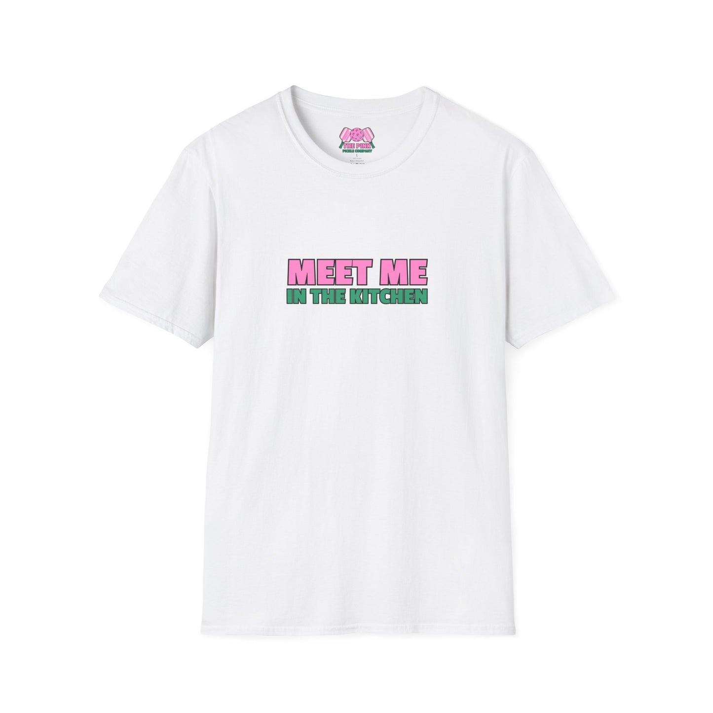 The Pink Pickle – Meet Me in the Kitchen Unisex Softstyle T-Shirt (White)
