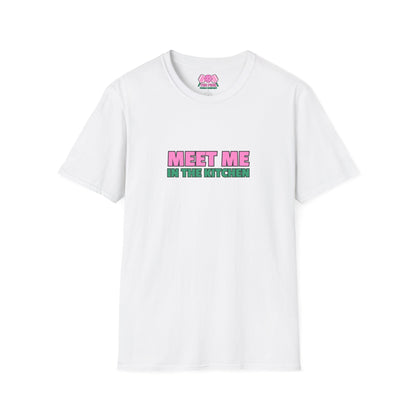 The Pink Pickle – Meet Me in the Kitchen Unisex Softstyle T-Shirt (White)