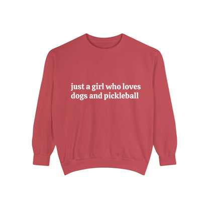 Just a Girl Who Loves Dogs and Pickleball Crewneck Sweatshirt