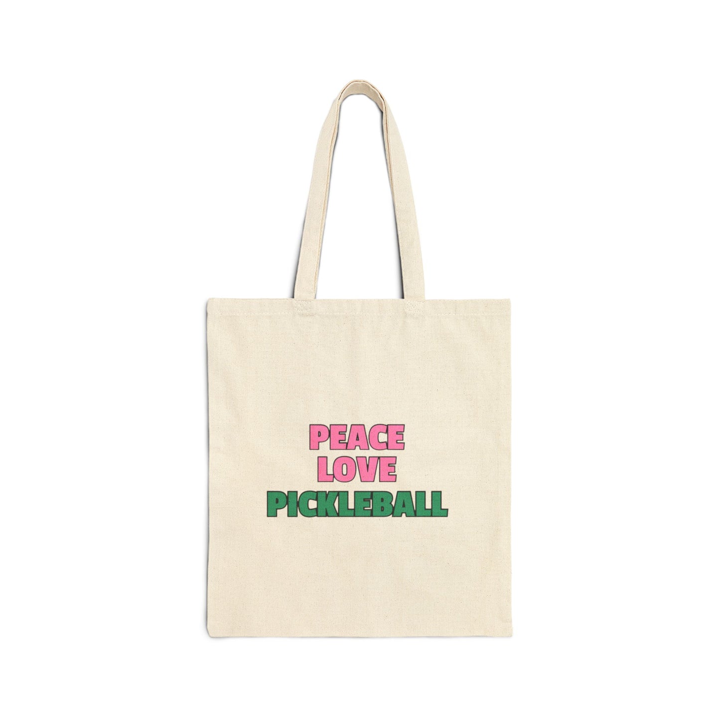 The Pink Pickle – Peace. Love. Pickleball Canvas Tote Bag