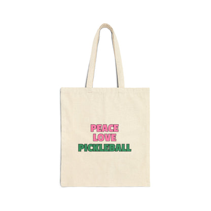 The Pink Pickle – Peace. Love. Pickleball Canvas Tote Bag