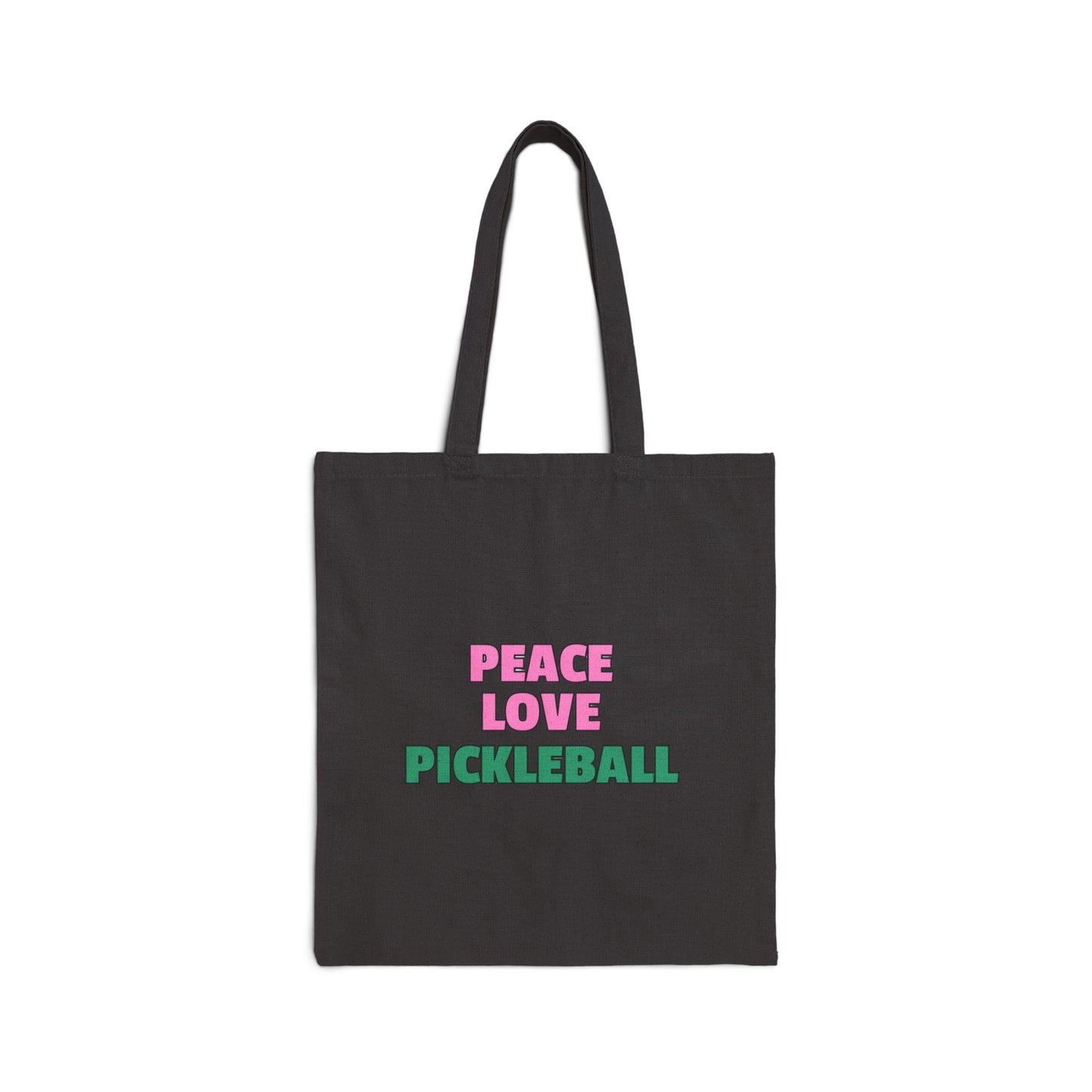 The Pink Pickle – Peace. Love. Pickleball Canvas Tote Bag