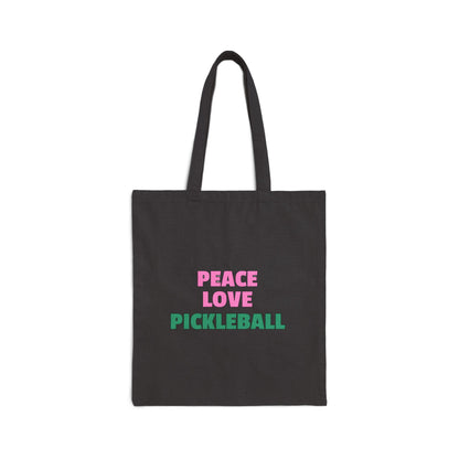 The Pink Pickle – Peace. Love. Pickleball Canvas Tote Bag