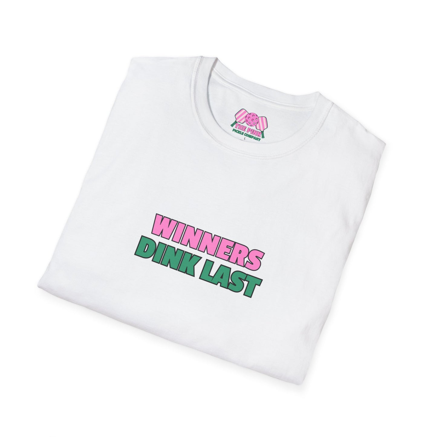 The Pink Pickle – Winners Dink Last Unisex Softstyle T-Shirt (White)