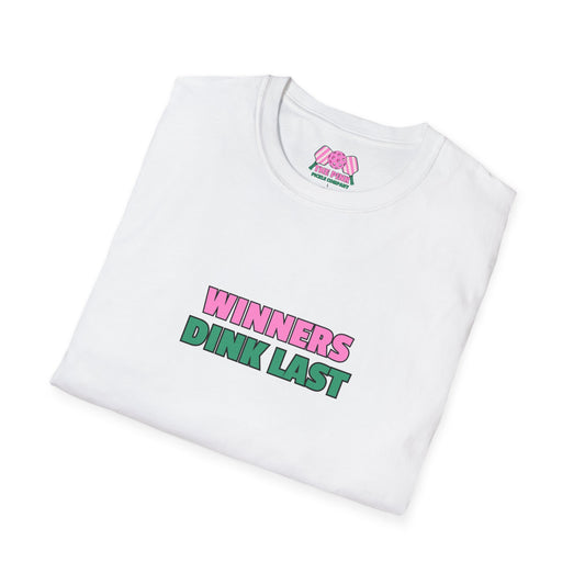 The Pink Pickle – Winners Dink Last Unisex Softstyle T-Shirt (White)